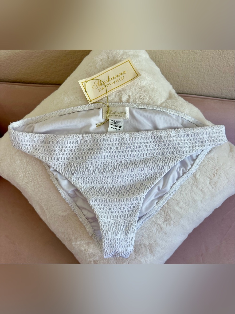 Shoshanna Swim Bikini Bottom White Eyelet Lace Overlay Moderate Large NWT Beach